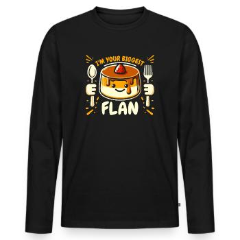 I'm Your Biggest Flan - Funny Dessert Lover - Men's Premium Organic Long Sleeve Shirt - black - Front - Nico (187cm)