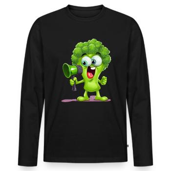 Vegan Life - Funny Broccoli Design - Men's Premium Organic Long Sleeve Shirt - black - Front - Nico (187cm)