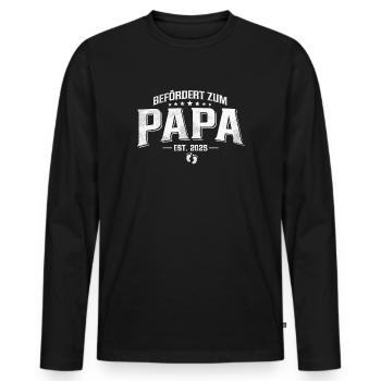 Befördert zum Papa 2025 - Männer Premium Bio Langarmshirt - Schwarz - Vorne - Nico (187cm)