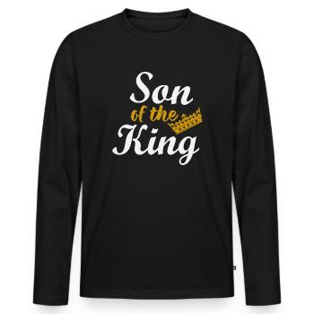 Son of King - Männer Premium Bio Langarmshirt - Schwarz - Vorne - Nico (187cm)