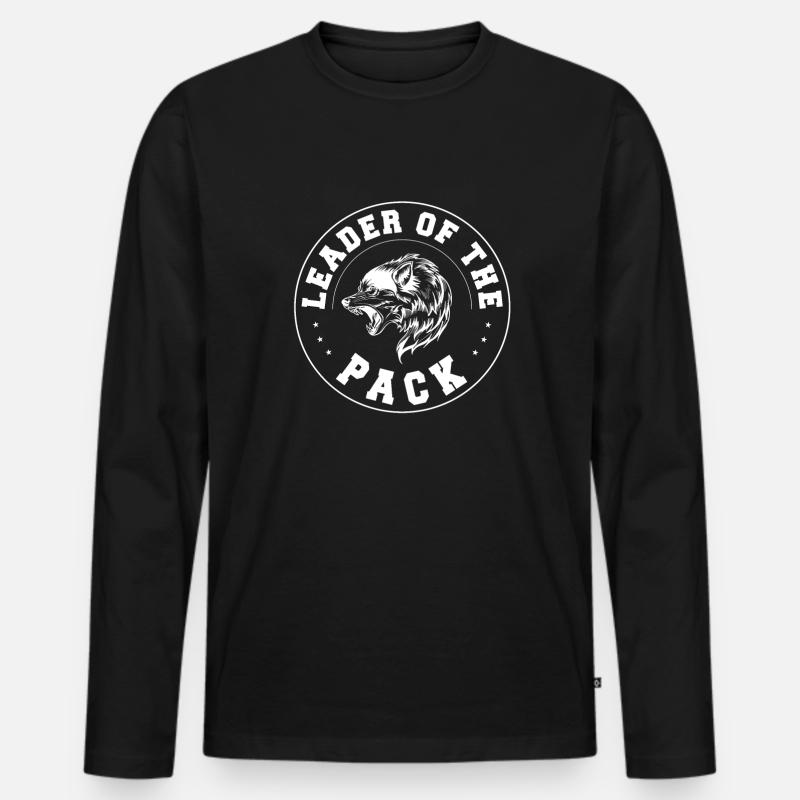 Wolf - Männer Premium Bio Langarmshirt - Schwarz