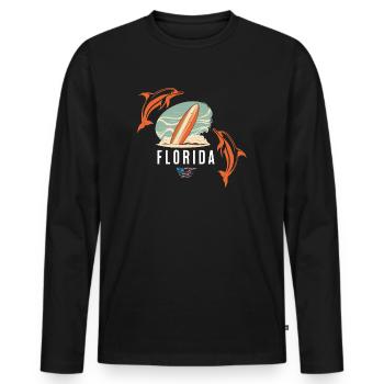 Surf en Floride - T-shirt manches longues Premium bio Homme - noir - Devant - Nico (187cm)