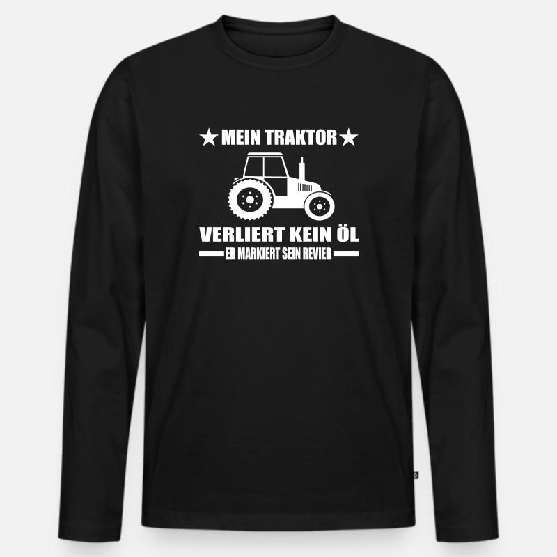 Traktor - Männer Premium Bio Langarmshirt - Schwarz