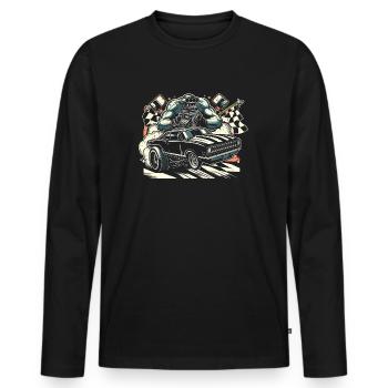 Course de voitures de dragsters - Cadeau pour les fans de sport automobile ! - T-shirt manches longues Premium bio Homme - noir - Devant - Nico (187cm)