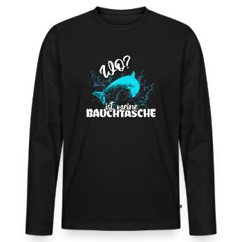 Bauchtasche - Männer Premium Bio Langarmshirt - Schwarz - Vorne - Nico (187cm)