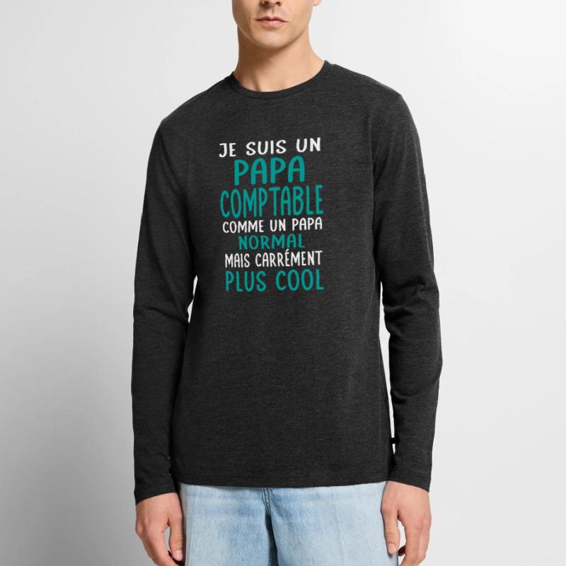Papa comptable comme papa normal plus cool T-shirt manches longues Premium bio Homme