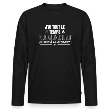 J'ai tout le temps pour allumer le feu. - T-shirt manches longues Premium bio Homme - noir - Devant - Nico (187cm)