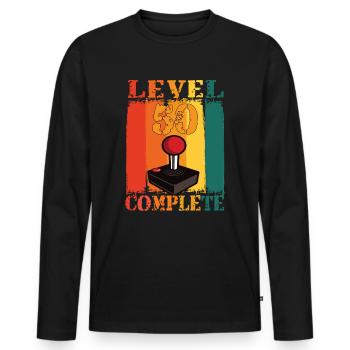 Level 50 Complete 50th Birthday 1974 Gift - Men's Premium Organic Long Sleeve Shirt - black - Front - Nico (187cm)