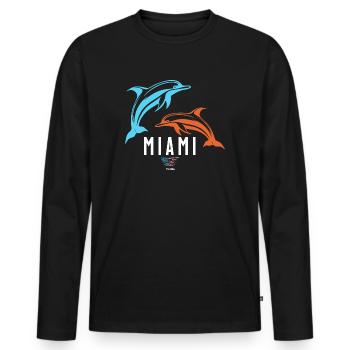 Miami - T-shirt manches longues Premium bio Homme - noir - Devant - Nico (187cm)