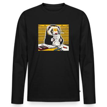 Funny Ferret Gift - Men's Premium Organic Long Sleeve Shirt - black - Front - Nico (187cm)
