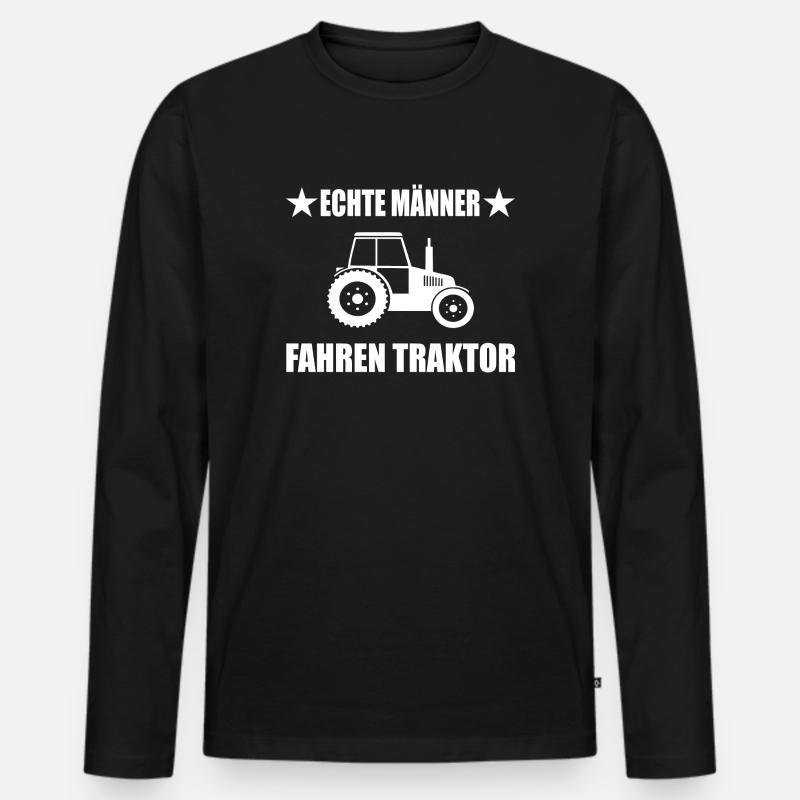 Traktor - Männer Premium Bio Langarmshirt - Schwarz