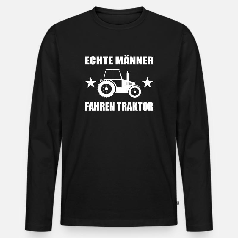 Traktor - Männer Premium Bio Langarmshirt - Schwarz