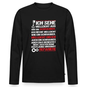 Screwdriver moth rustling, for hobbyists, funny - Men's Premium Organic Long Sleeve Shirt - black - Front - Nico (187cm)