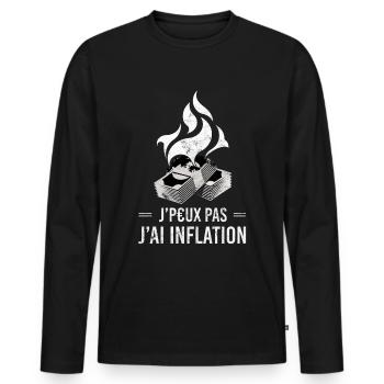 Je Peux Pas J'ai Inflation Humour - T-shirt manches longues Premium bio Homme - noir - Devant - Nico (187cm)
