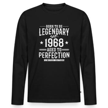 Légendaire depuis 1968 - T-shirt manches longues Premium bio Homme - noir - Devant - Nico (187cm)