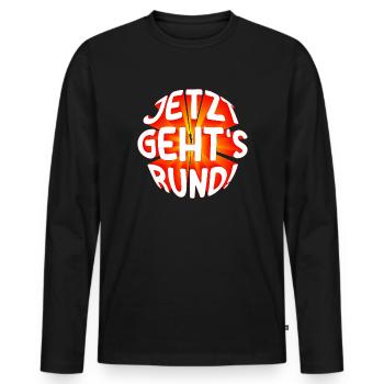 Jetzt gehts rund 3D - Männer Premium Bio Langarmshirt - Schwarz - Vorne - Nico (187cm)
