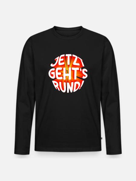 Jetzt gehts rund 3D - Männer Premium Bio Langarmshirt - Schwarz