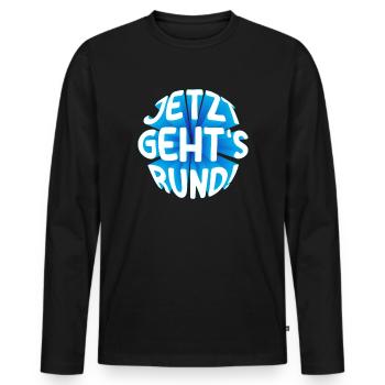 Jetzt gehts rund! 3D - Männer Premium Bio Langarmshirt - Schwarz - Vorne - Nico (187cm)