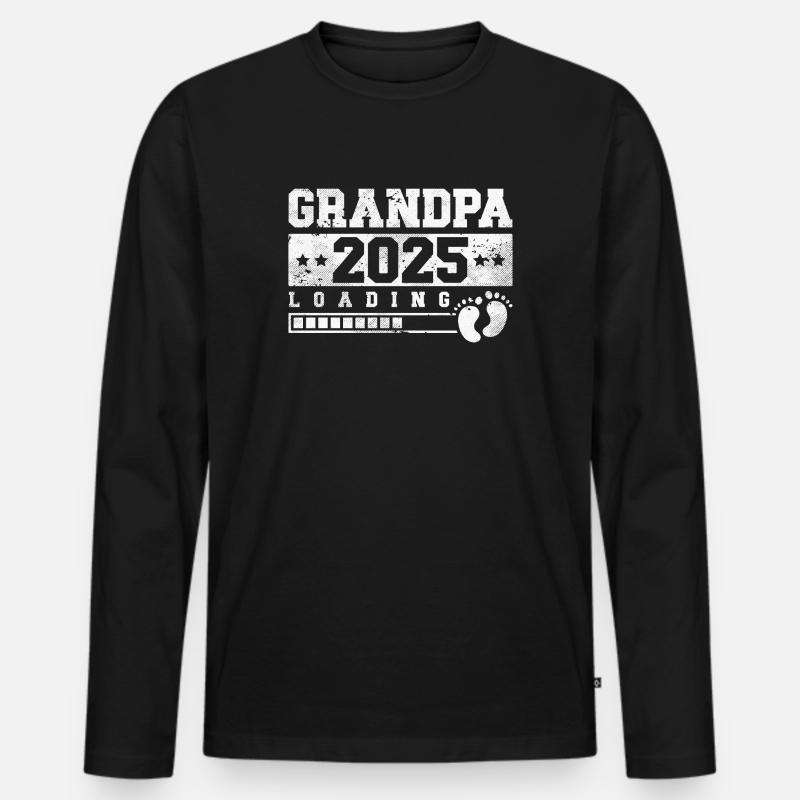 Opa 2025 loading - Männer Premium Bio Langarmshirt - Schwarz