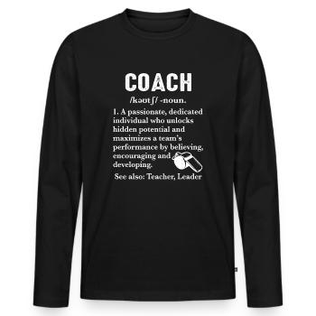 Définition du Coach - T-shirt manches longues Premium bio Homme - noir - Devant - Nico (187cm)