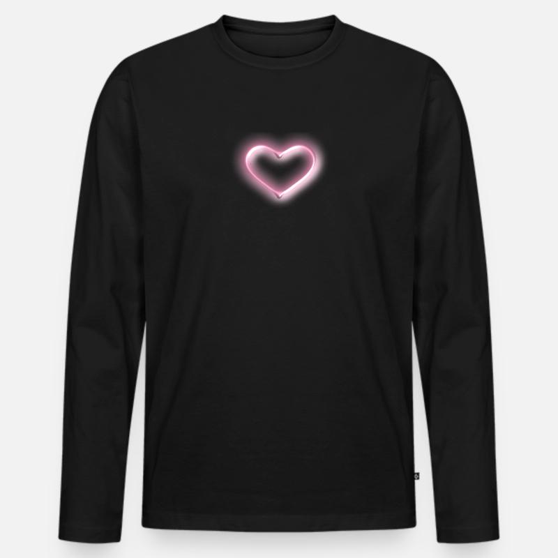 Herz, rosa Glow - Männer Premium Bio Langarmshirt - Schwarz