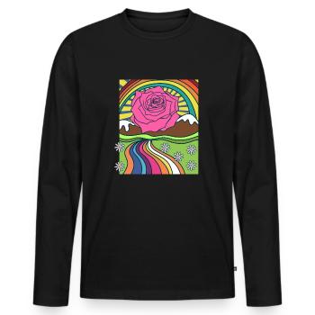 Rose Roses Rose Garden Jardinier - T-shirt manches longues Premium bio Homme - noir - Devant - Nico (187cm)