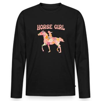 Cavalier Équitation Équitation - T-shirt manches longues Premium bio Homme - noir - Devant - Nico (187cm)