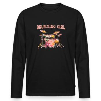 Batterie Batteur Batteur - T-shirt manches longues Premium bio Homme - noir - Devant - Nico (187cm)