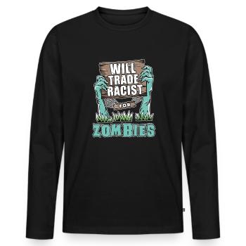 Anti-racism - Men's Premium Organic Long Sleeve Shirt - black - Front - Nico (187cm)