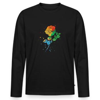 Rose Roses Rose Garden Jardinier - T-shirt manches longues Premium bio Homme - noir - Devant - Nico (187cm)