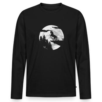 Cavalier Équitation Équitation - T-shirt manches longues Premium bio Homme - noir - Devant - Nico (187cm)