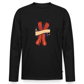 Bacon Bacon Breakfast - Men's Premium Organic Long Sleeve Shirt - black - Front - Nico (187cm)