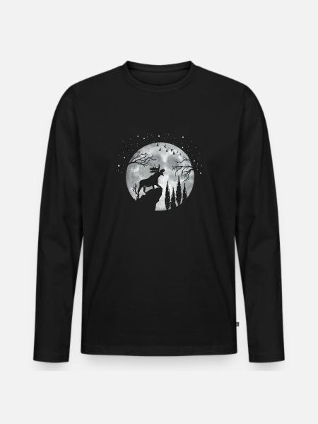 Elk - Men's Premium Organic Long Sleeve Shirt - black