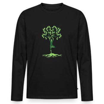 Yoga Yogi - Men's Premium Organic Long Sleeve Shirt - black - Front - Nico (187cm)