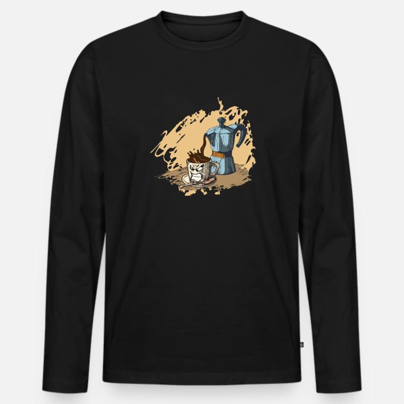 Espresso Kaffee - Männer Premium Bio Langarmshirt - Schwarz