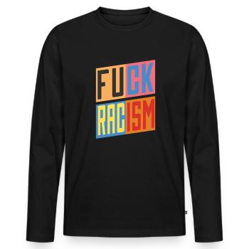 Anti-racism - Men's Premium Organic Long Sleeve Shirt - black - Front - Nico (187cm)