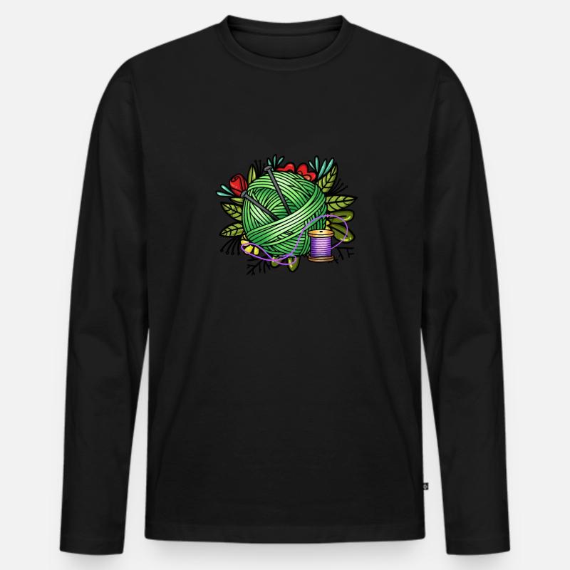 Stricken - Männer Premium Bio Langarmshirt - Schwarz