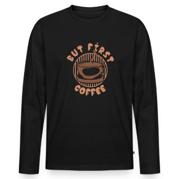 Café expresso - T-shirt manches longues Premium bio Homme - noir - Devant - Nico (187cm)