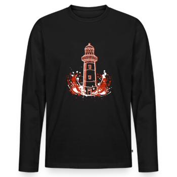 Phare - T-shirt manches longues Premium bio Homme - noir - Devant - Nico (187cm)