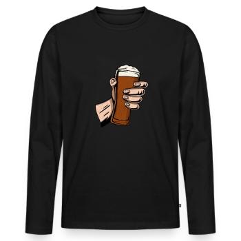Craft Beer Hops Malt Brewer - Men's Premium Organic Long Sleeve Shirt - black - Front - Nico (187cm)