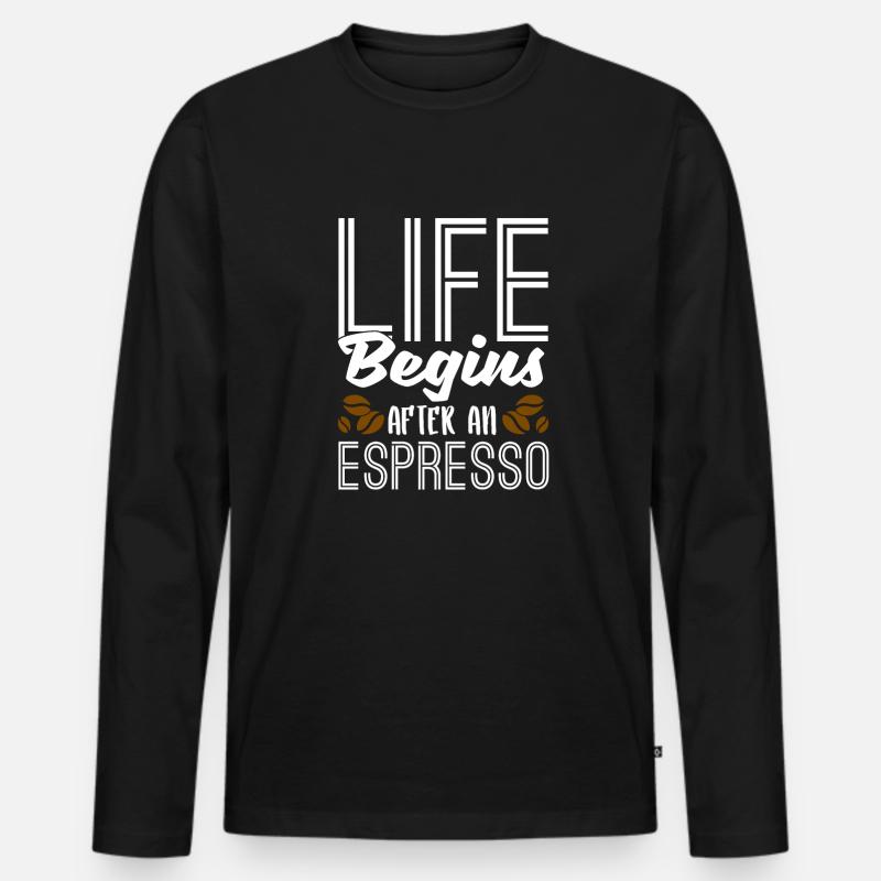 Espresso Kaffee - Männer Premium Bio Langarmshirt - Schwarz