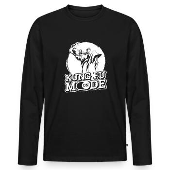Kung-fu - T-shirt manches longues Premium bio Homme - noir - Devant - Nico (187cm)