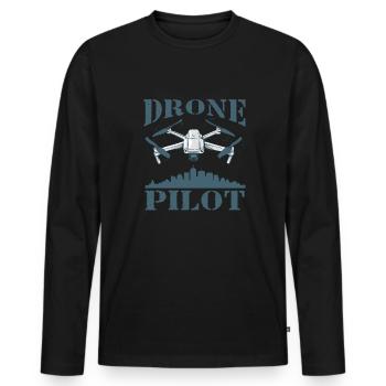 Drone Drone Pilot Quadcopter - Men's Premium Organic Long Sleeve Shirt - black - Front - Nico (187cm)