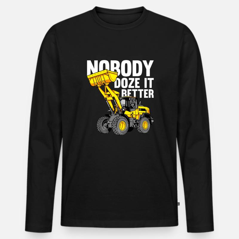 Bulldozer Planierraupe - Männer Premium Bio Langarmshirt - Schwarz