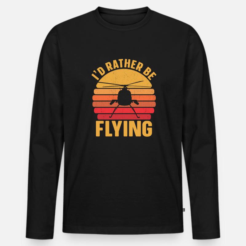 Helikopter Hubschrauber Pilot Heli - Männer Premium Bio Langarmshirt - Schwarz