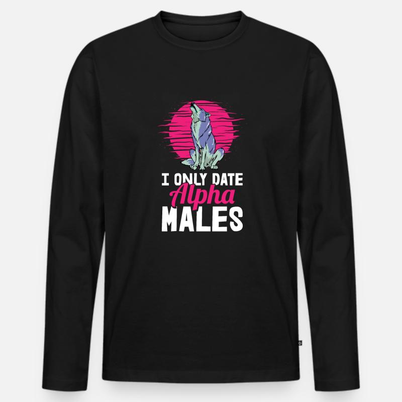 Wolf - Männer Premium Bio Langarmshirt - Schwarz
