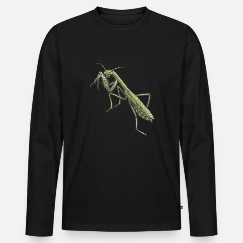 Gottesanbeterin - Männer Premium Bio Langarmshirt - Schwarz