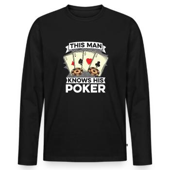 Poker Pokerspieler Texas Holdem - Männer Premium Bio Langarmshirt - Schwarz - Vorne - Nico (187cm)
