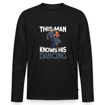 Line Dance Line Dancing - Men's Premium Organic Long Sleeve Shirt - black - Front - Nico (187cm)