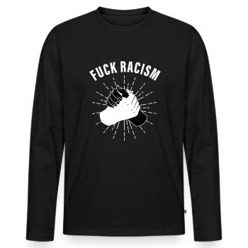 Anti-racism - Men's Premium Organic Long Sleeve Shirt - black - Front - Nico (187cm)